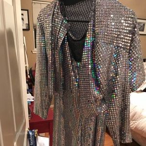 Shimmery silver disco dress with jacket